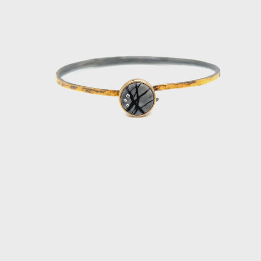 Picasso Jasper and Diamond Gold Moon Bracelet
