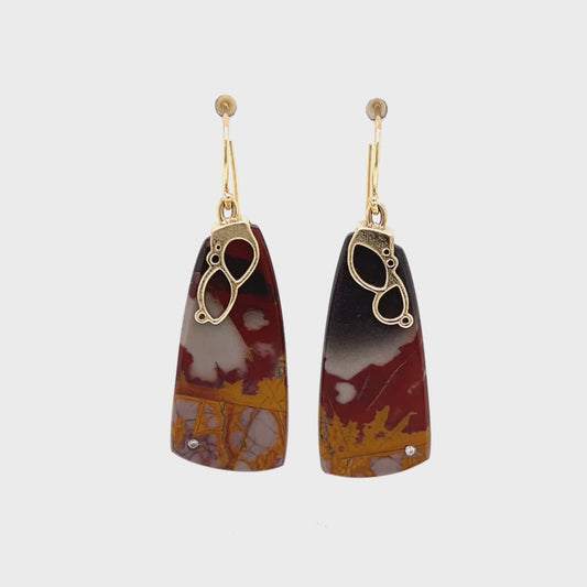 Noreena Jasper and Diamond Gold Earrings