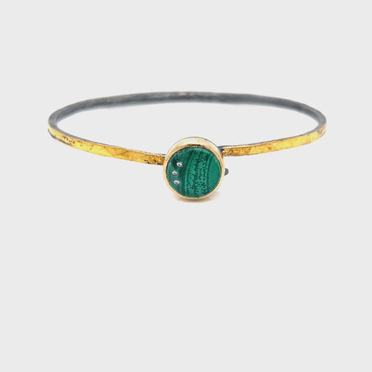 Malachite and Diamond Gold Moon Bracelet
