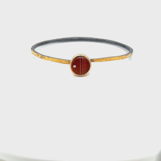 Carnelian and Diamond Gold Moon Bracelet