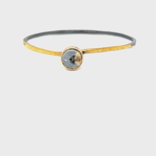 Maligano Jasper and Diamond Gold Moon Bracelet