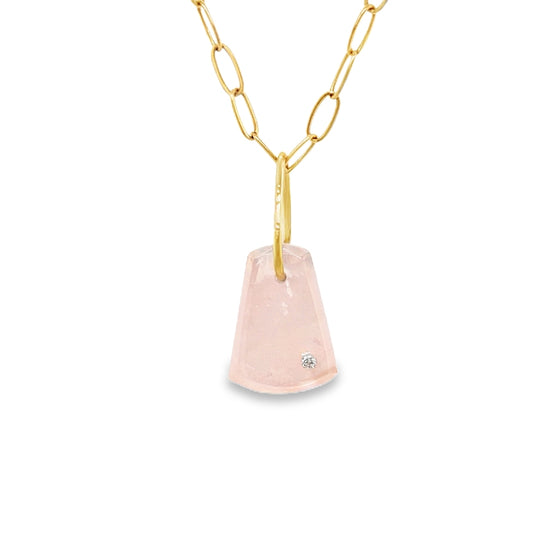 rose quartz diamond gold pebble charm
