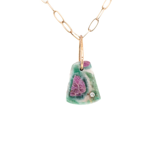 ruby in fuchsite gold diamond pebble charm