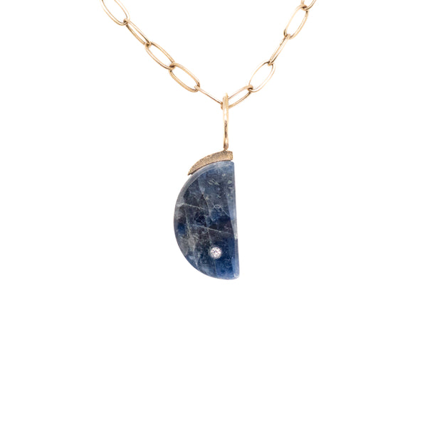 Sapphire and Diamond Gold Moon Charm