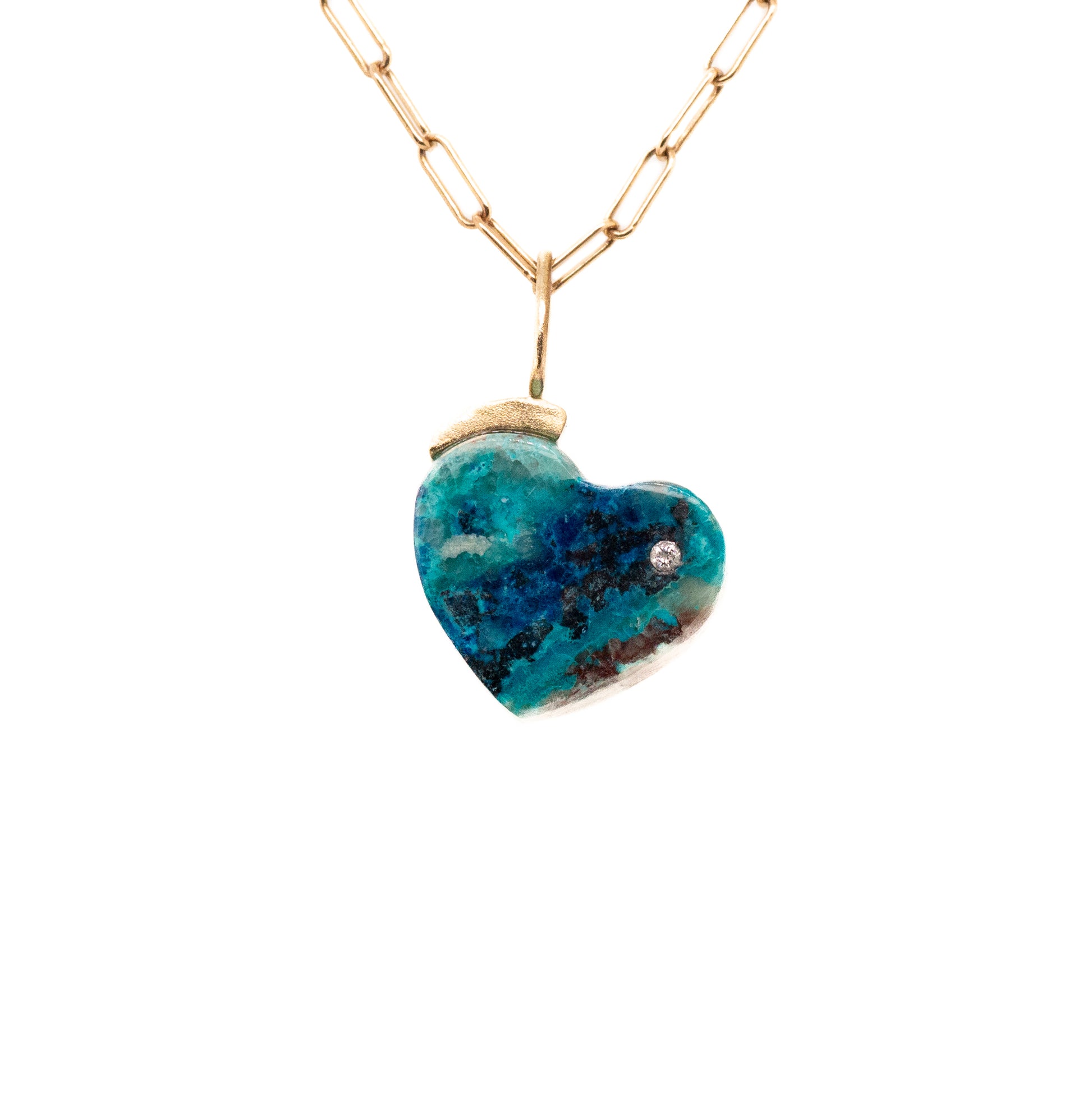 shattuckite and diamond mini heart charm