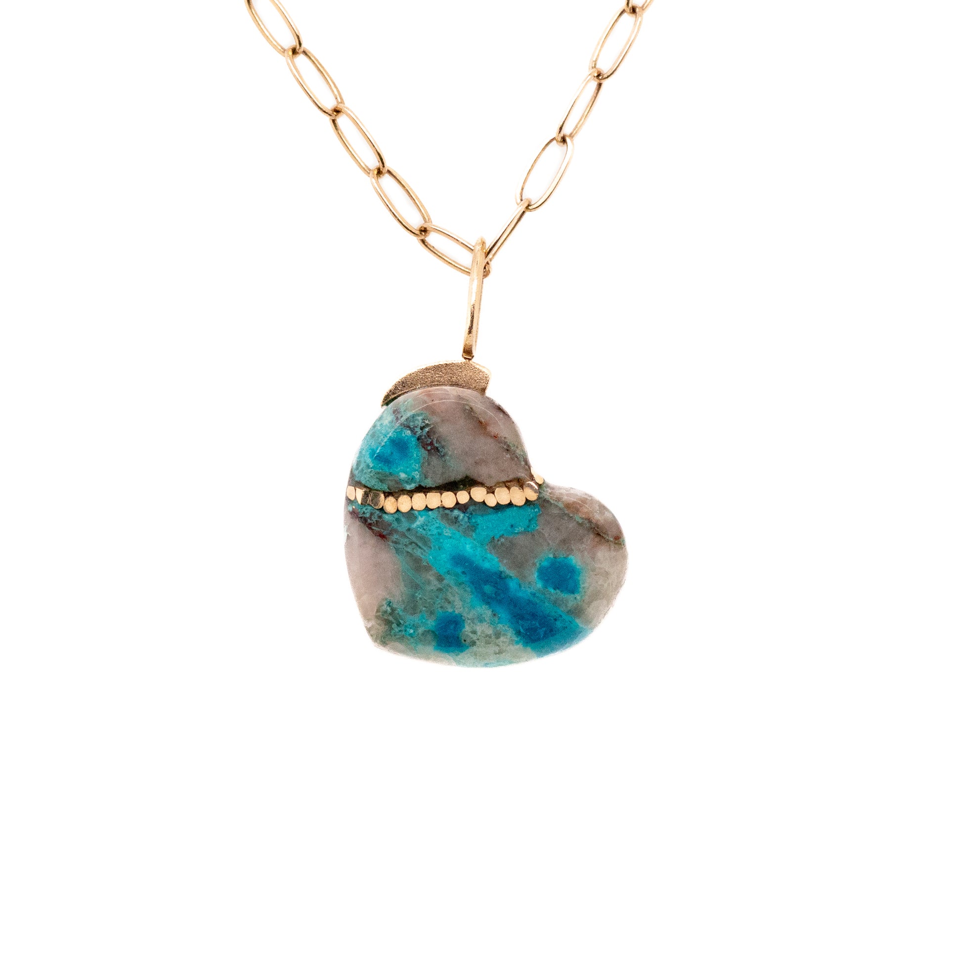 shattuckite and gold kintsugi heart charm