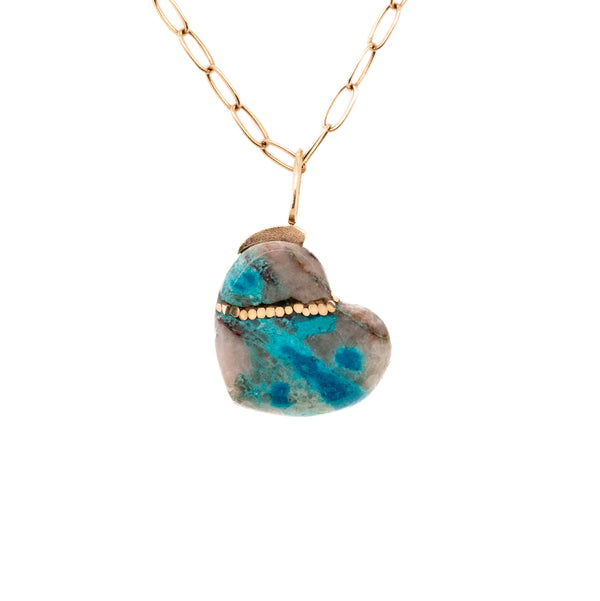 Shattuckite Gold Kintsugi Heart Charm