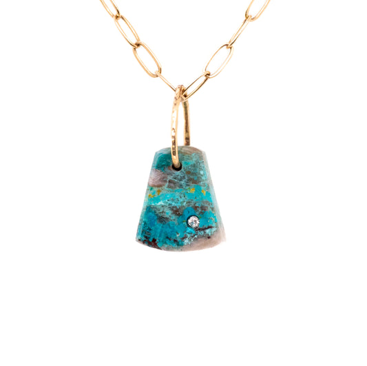 shattuckite gold diamond pebble charm