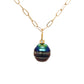 Multi-Color Tahitian Pearl and Diamonds Gold Charm