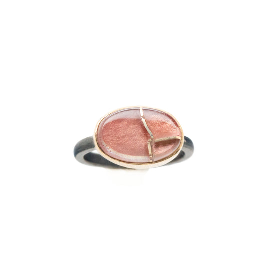 Sunstone Elliptical Orbit Gold Kintsugi Ring