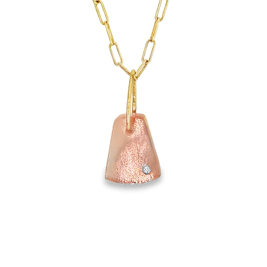 sunstone and diamond gold pebble charm