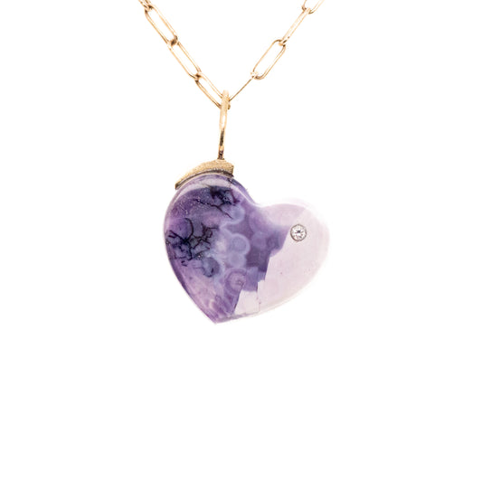 Tiffany stone and diamond gold heart charm