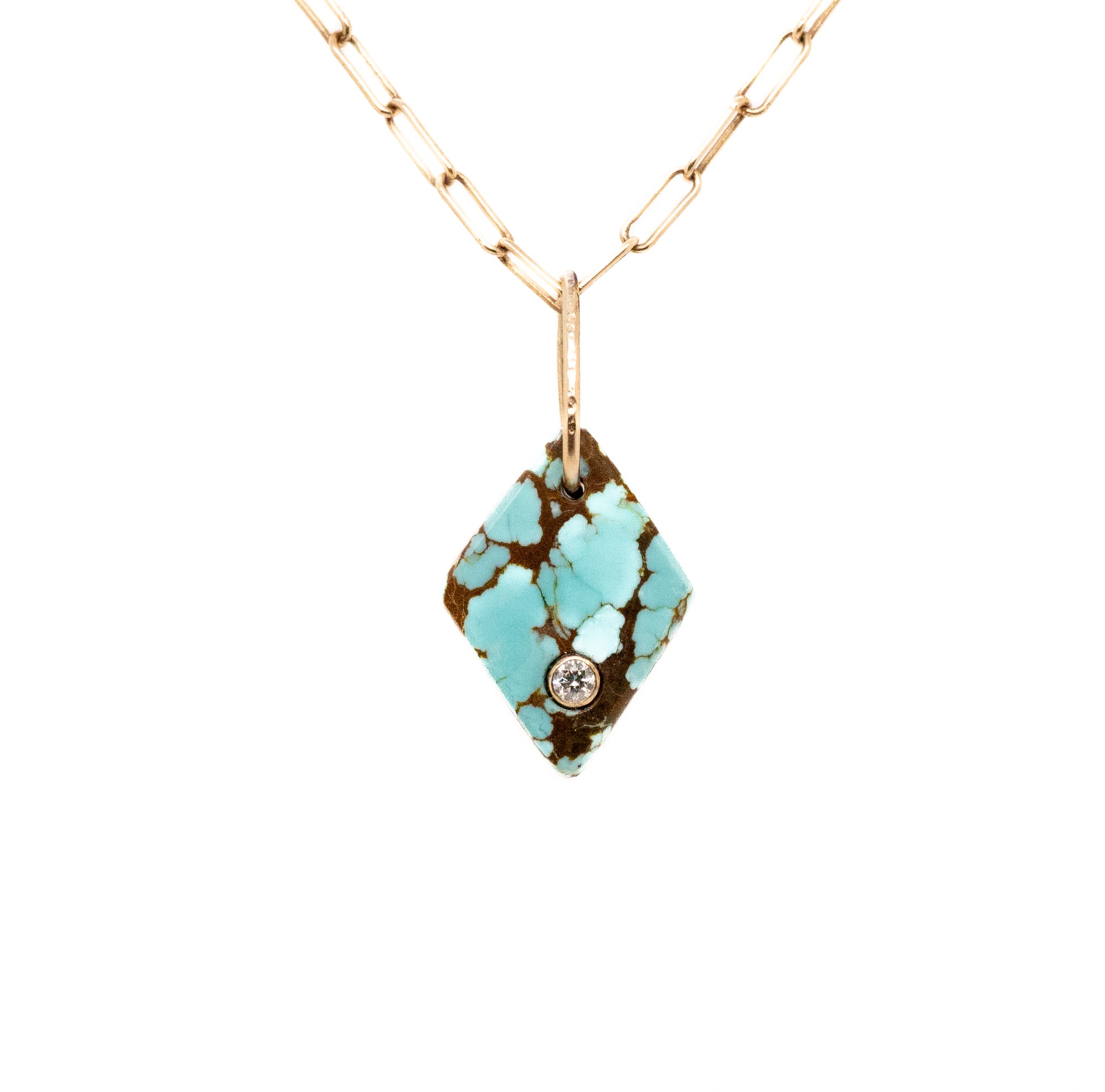 turquoise and diamond gold mini diamond charm