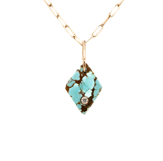 turquoise and diamond gold mini diamond charm