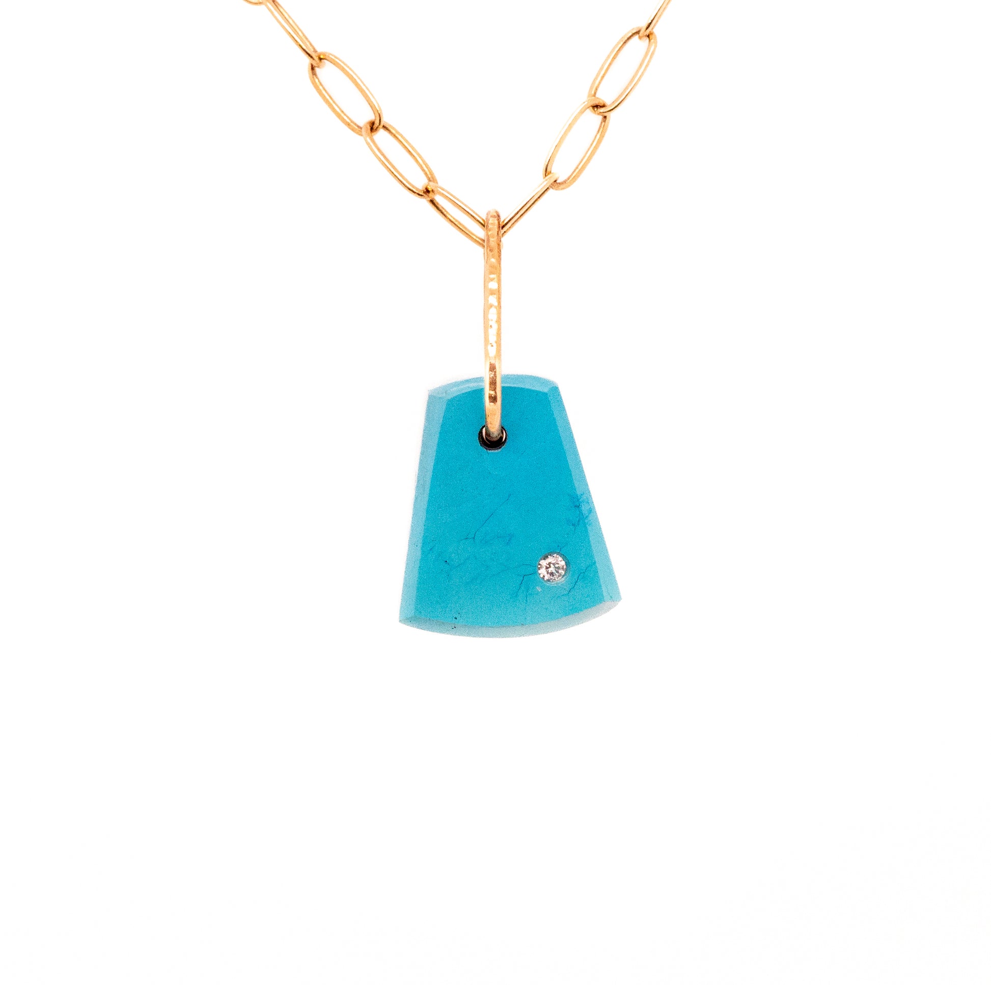 blue turquoise gold diamond pebble charm