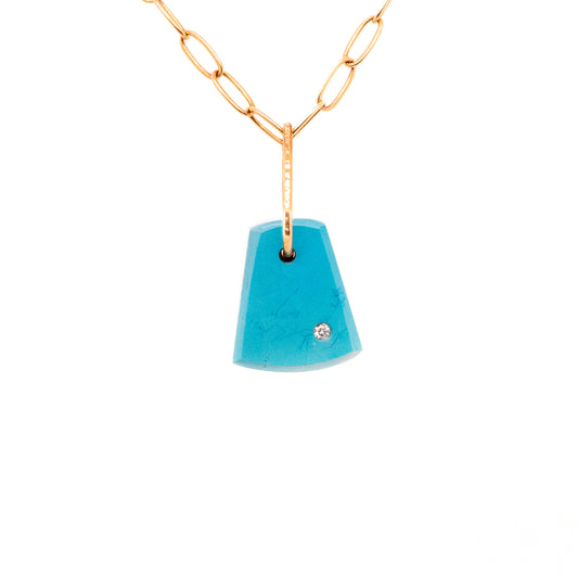 blue turquoise gold diamond pebble charm