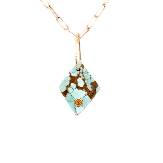 Turquoise and citrine gold diamond charm