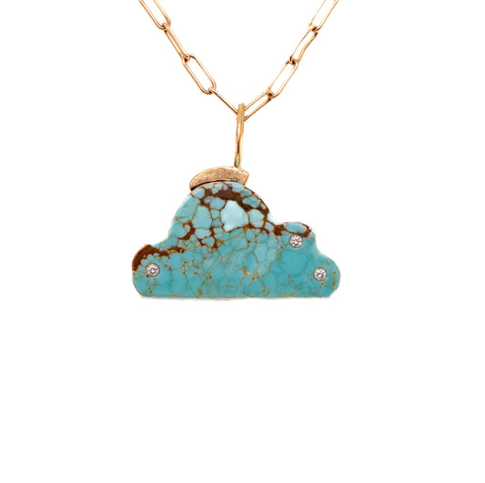 Turquoise and Diamonds Gold Cloud Charm
