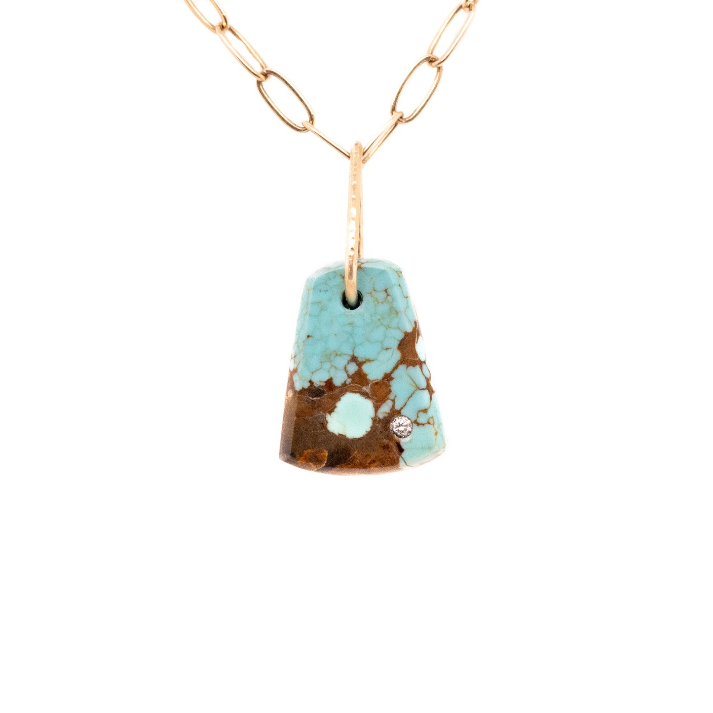 turquoise gold diamond pebble charm