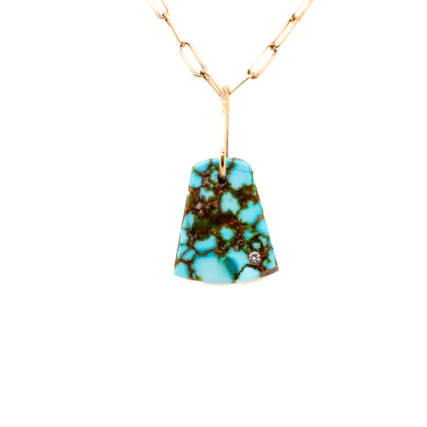 Turquoise and Diamond Gold Pebble Charm
