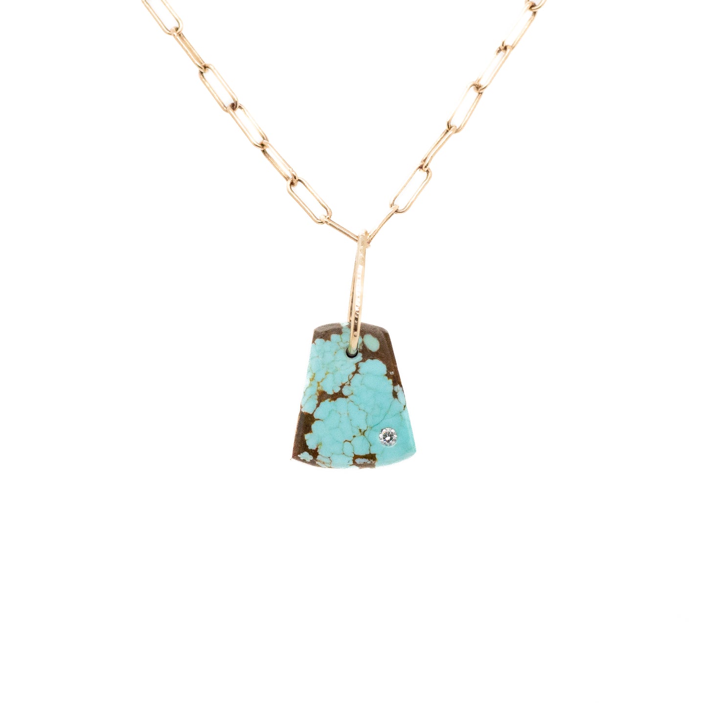 turquoise and diamond gold pebble charm