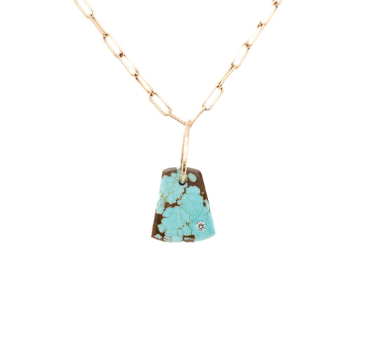 turquoise and diamond gold pebble charm