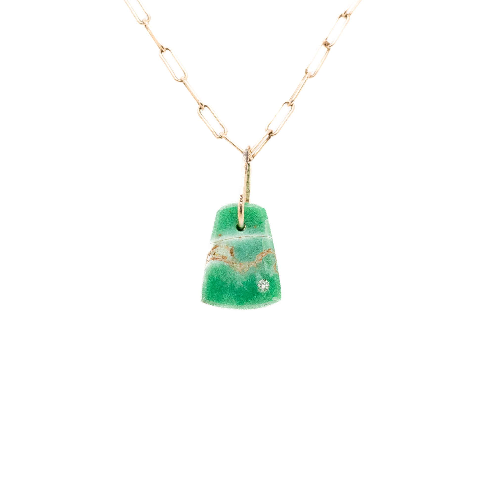 vaisite and diamond gold pebble charm