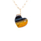 Variegated Tiger Eye and Diamond Gold Heart Charm