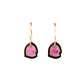 Watermelon Tourmaline and Diamond Gold Hoop Earrings