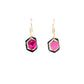 watermelon tourmaline slice gold hoops with diamonds 
