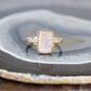 rectangle shaped rose quartz stone, 6 diamonds, 14k gold ring