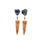 Raw and Montana Sapphire, Agatized Coral Gold Earrings