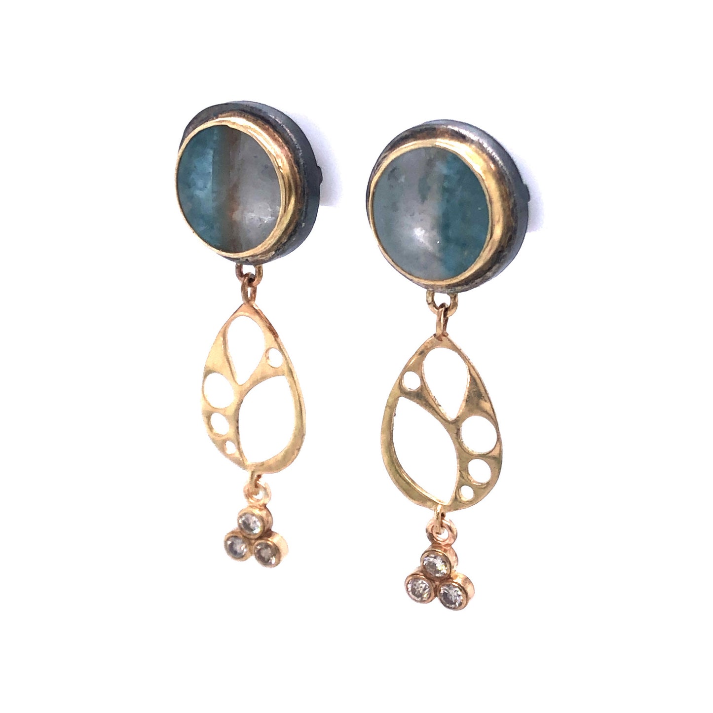 Gilalite in Quartz and Diamond Gold Earrings