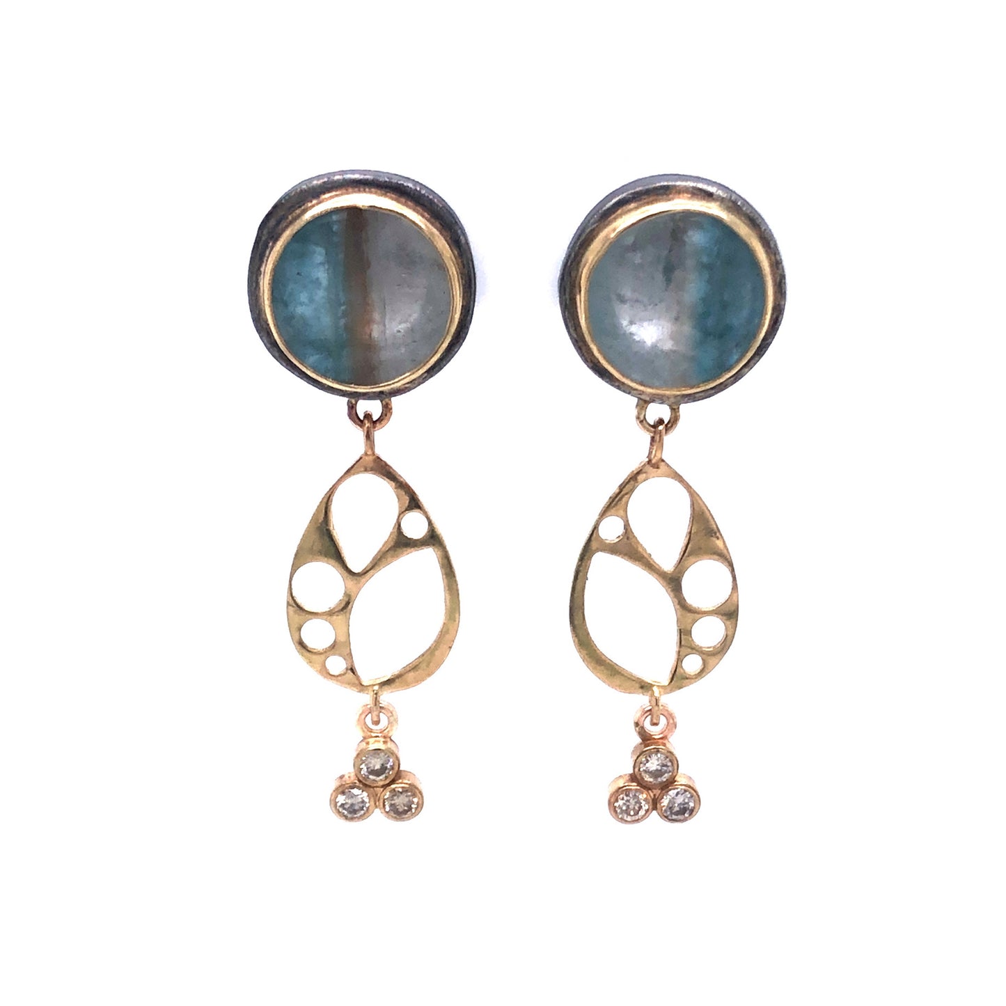 Gilalite in Quartz and Diamond Gold Earrings