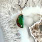 Parrot Wing Chrysocolla and Diamond Gold Moon Pendant