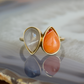 double pear moonstone and calcedony stone gold ring