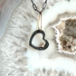 Small Black and Gold Heart Pendant with Diamond