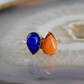 double pear lapis and carnelian stone gold ring