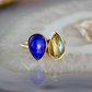 double pear lapis and labradorite stone gold ring