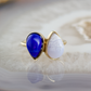 double pear lapis and blue lace agate stone gold ring