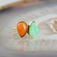 double pear carnelian and chrysoprase stone gold ring