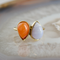 double pear carnelian and blue lace agate stone gold ring