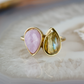 double pear amethyst and labradorite stone gold ring