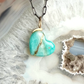 Amazonite and Diamond Gold Kintsugi Heart Pendant