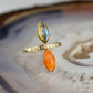 double marquise labradorite and carnelian stone gold ring champagne diamonds