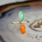 double marquise chrysoprase and carnelian stone gold ring champagne diamonds