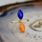 double marquise lapis and carnelian stone gold ring champagne diamonds