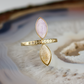 double marquise fossilized coral and amethyst stone gold ring champagne diamonds