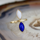 double marquise lapis and blue lace agate stone gold ring champagne diamonds