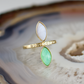 double marquise blue lace agate and chrysoprase stone gold ring champagne diamonds